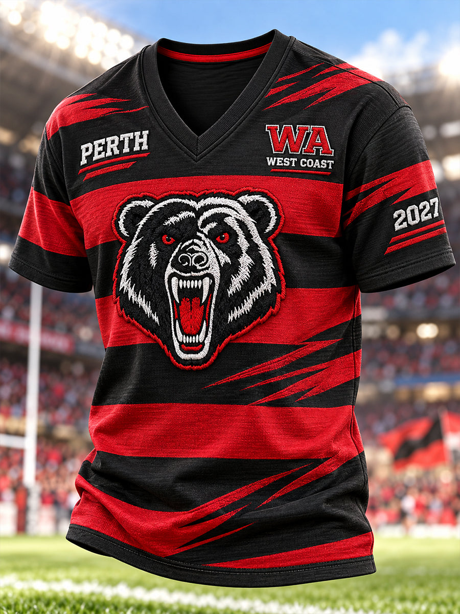 Men's Australian Rugby Perth Bears Fans Lover V-neck T-shirt