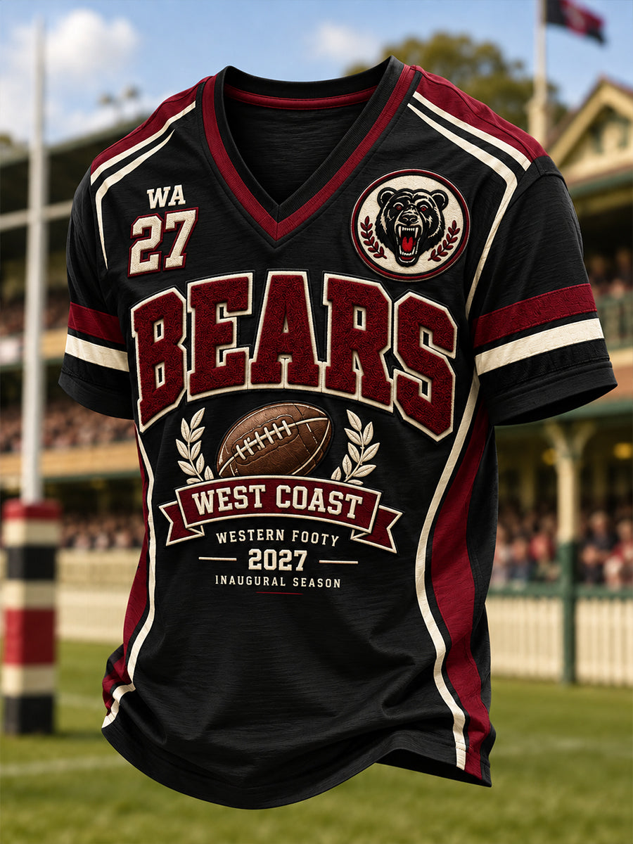 Men's Australian Rugby Perth Bears Fans Lover V-neck T-shirt
