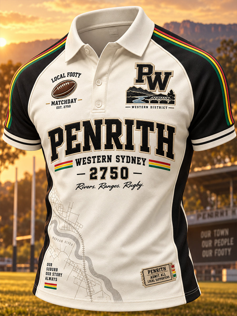 Men's Australian Rugby Penrith Panthers Fans Lover Print Polo Shirt