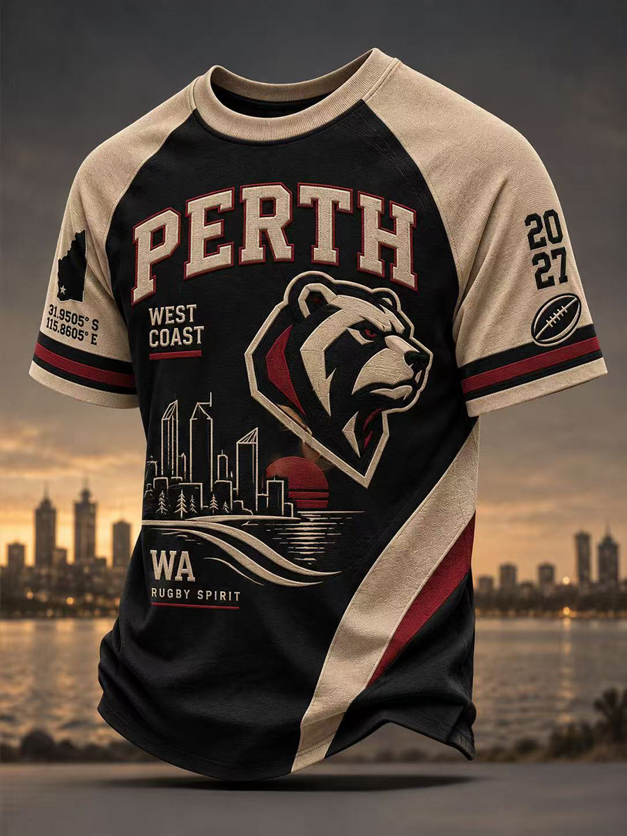 Men's Australian Rules Football Perth Bears Fans Lover Short Sleeve T-Shirt