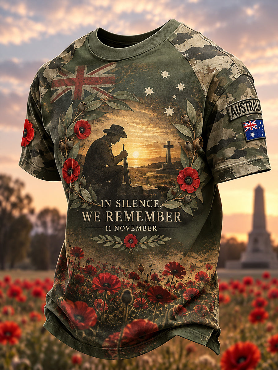 Men's Remembrance Day Commemoration For Veterans In Australia Short Sleeve T-Shirt