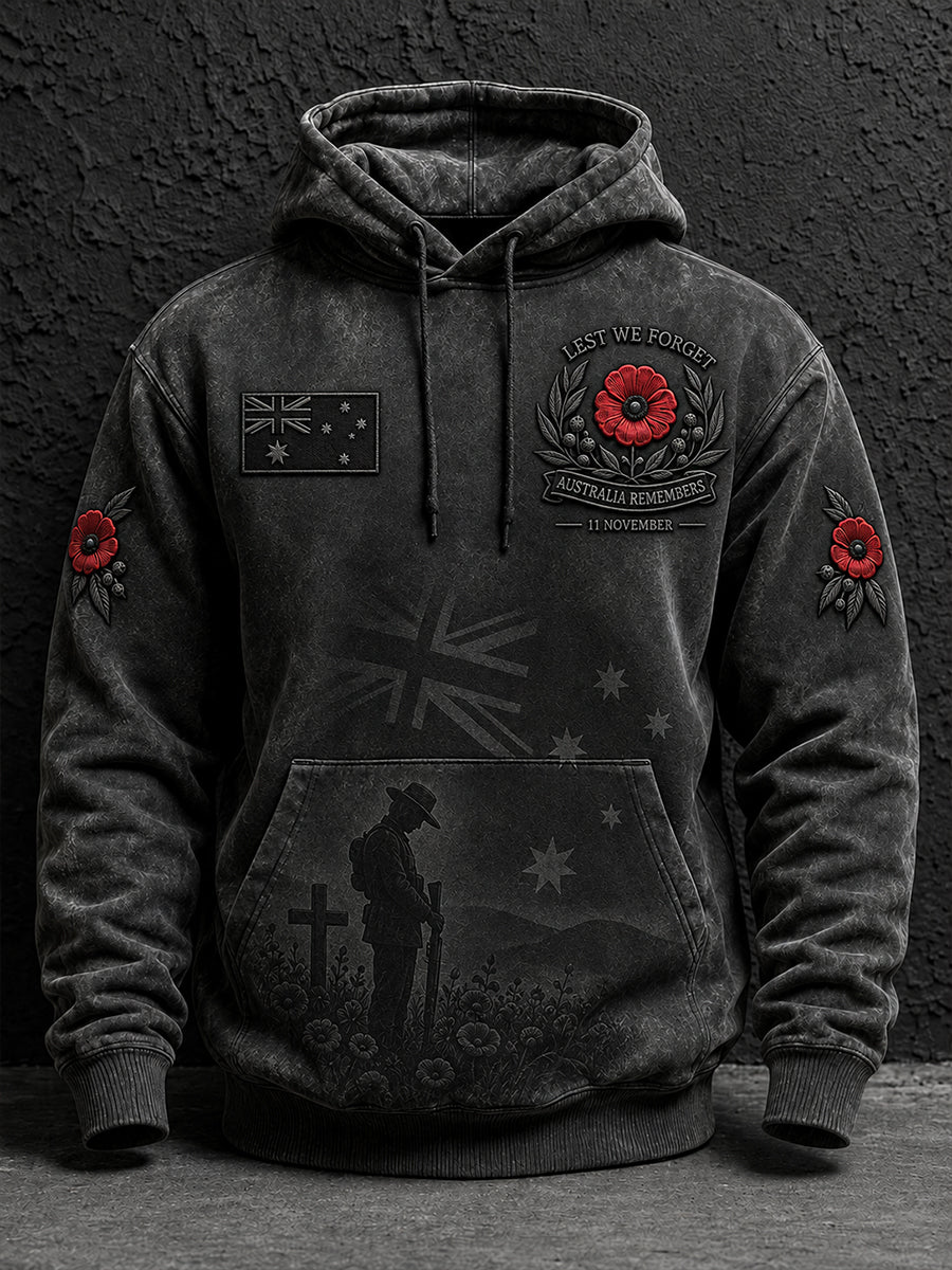 Men's Remembrance Day In Australia Oversized Drop-Shoulder Hoodie with Pockets