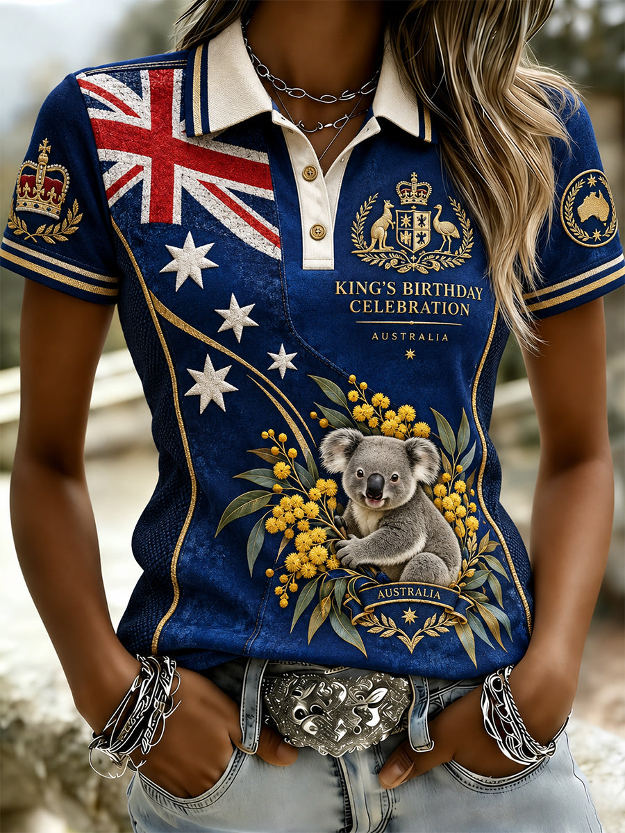 Women's Vintage Australian Holiday Casual Comfortable Short Sleeve Polo Shirt