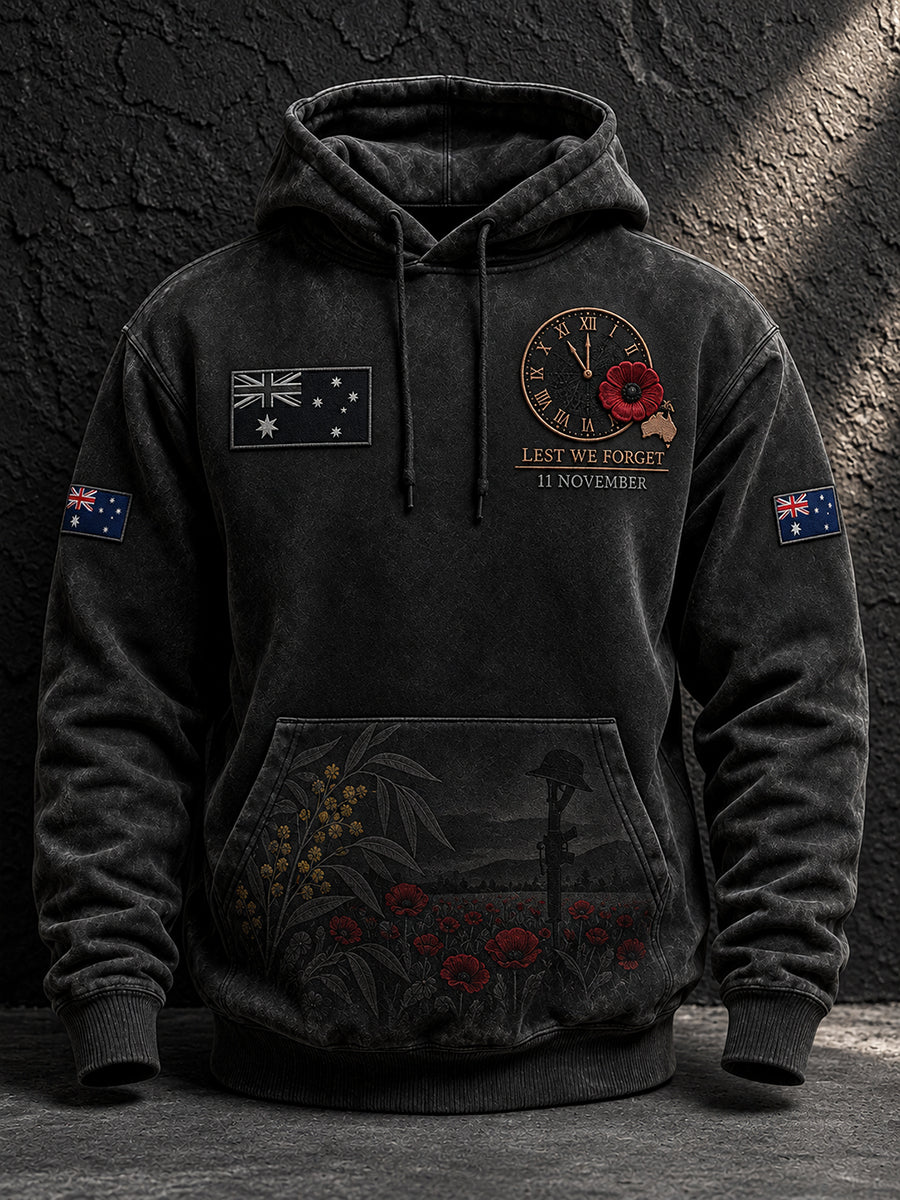 Vintage-Style Australian Remembrance Day Commemorative Art Print Casual Hoodie
