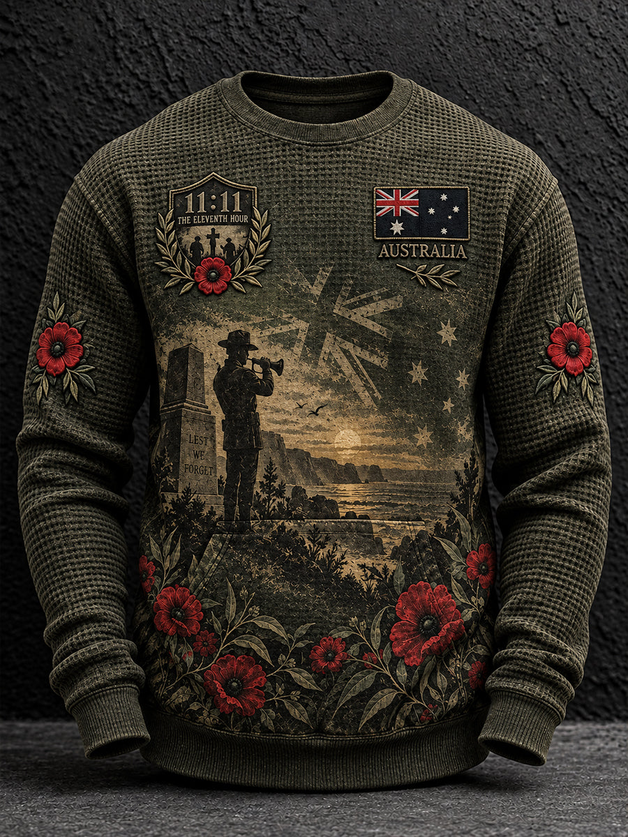 Men's Remembrance Day In Australia Waffle Long Sleeve T-Shirt