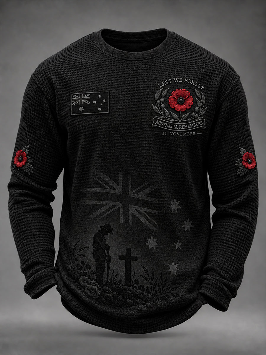 Men's Remembrance Day In Australia Waffle Long Sleeve T-Shirt