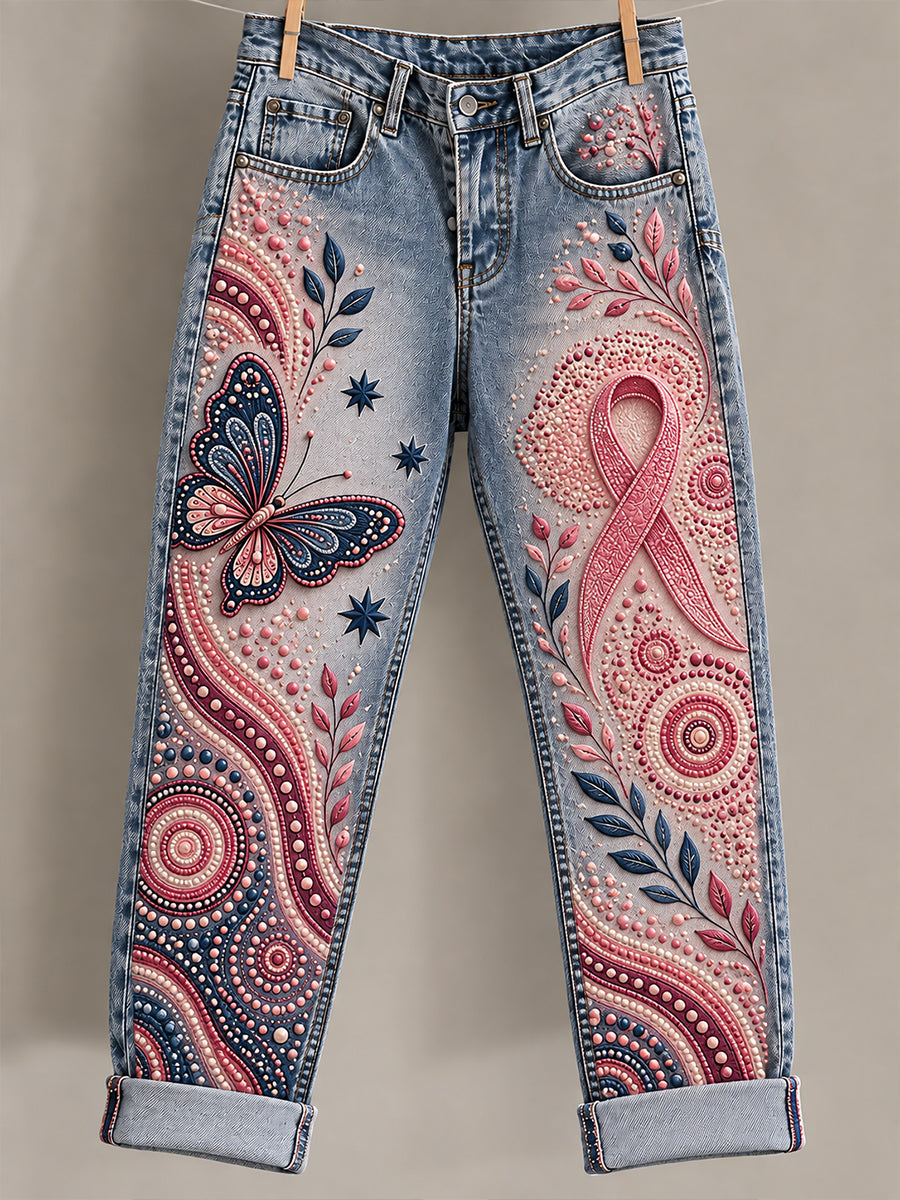 Women's Breast Cancer Awareness in Australia Art Print Flared Trousers