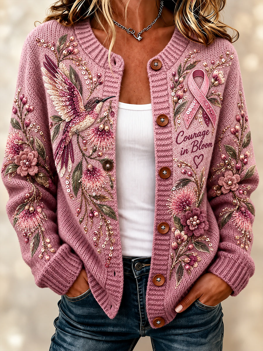Women's Breast Cancer Awareness in Australia Print Button Cardigan