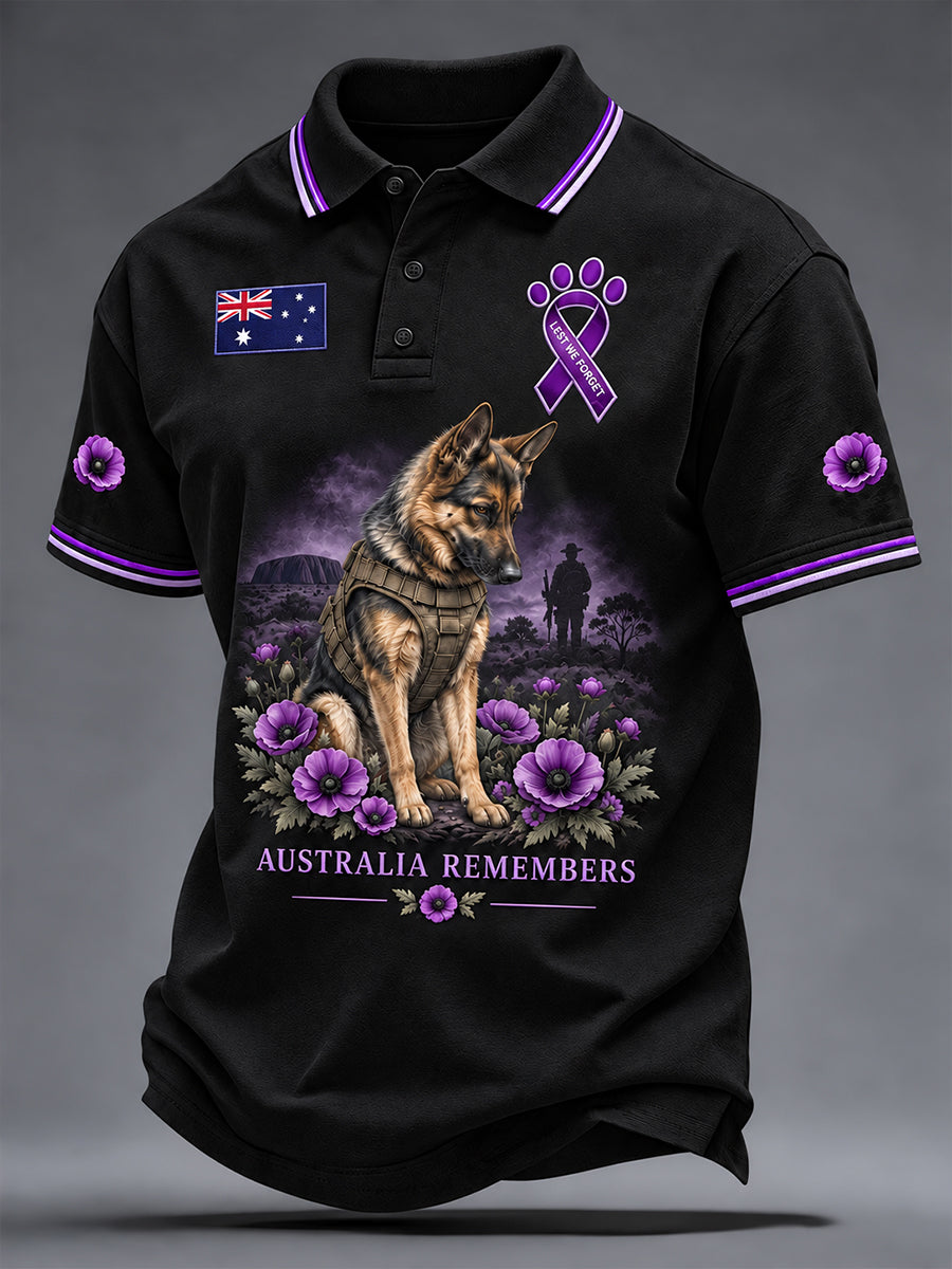 Men's Australian War Animal Memorial For Remembrance Day Short-Sleeved Shirt