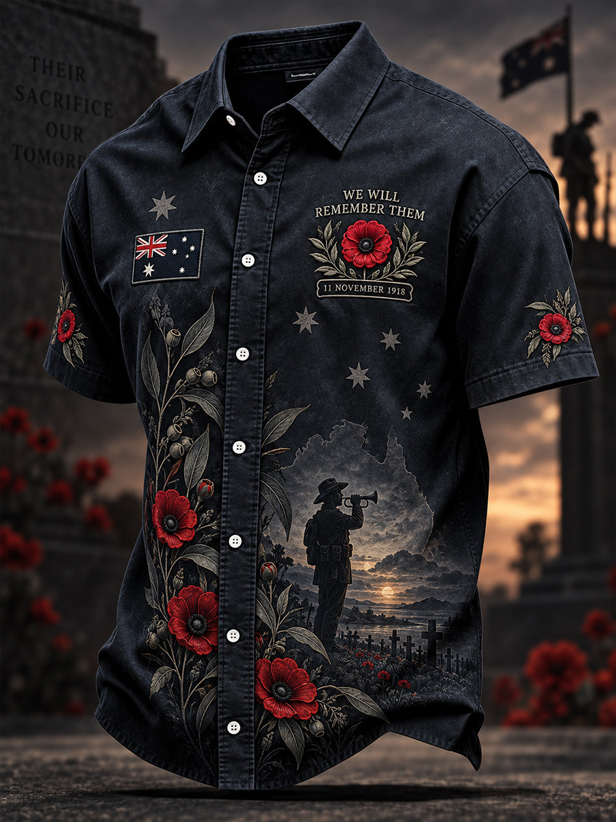 Men's Remembrance Day in Australia Art Print Short-Sleeved Shirt