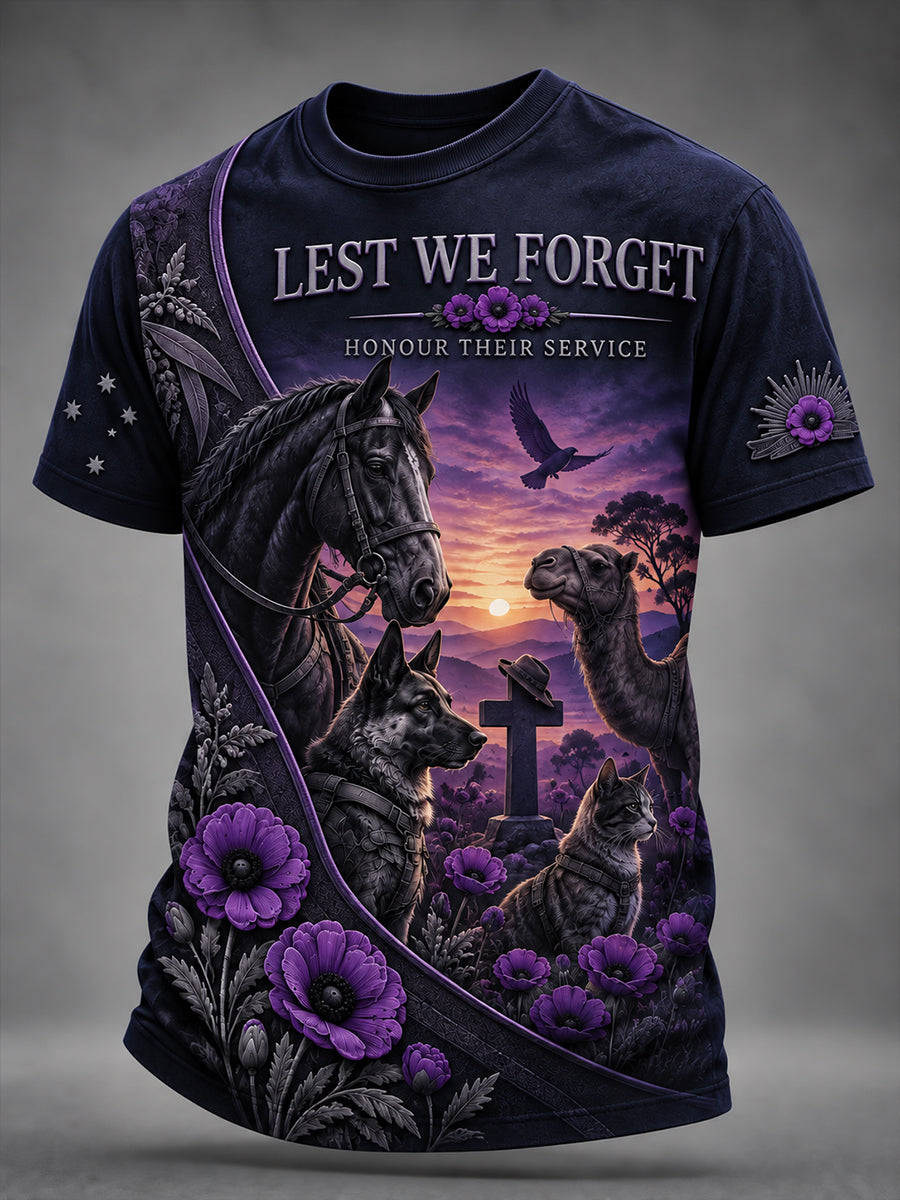 Men's Australian War Animal Memorial For Remembrance Day Short-Sleeved T-Shirt