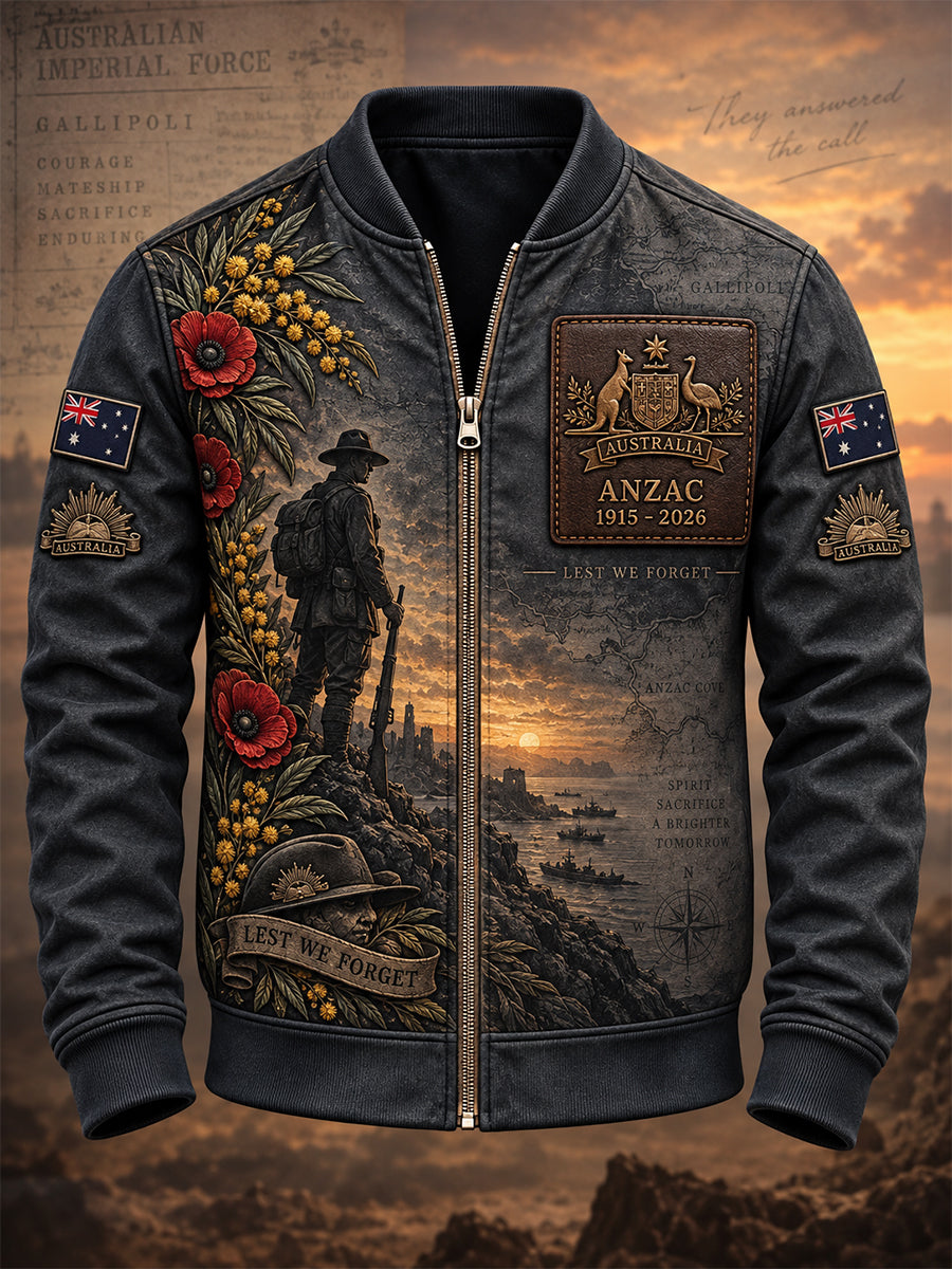 Men's Remembrance Day In Australia Zipper Jacket