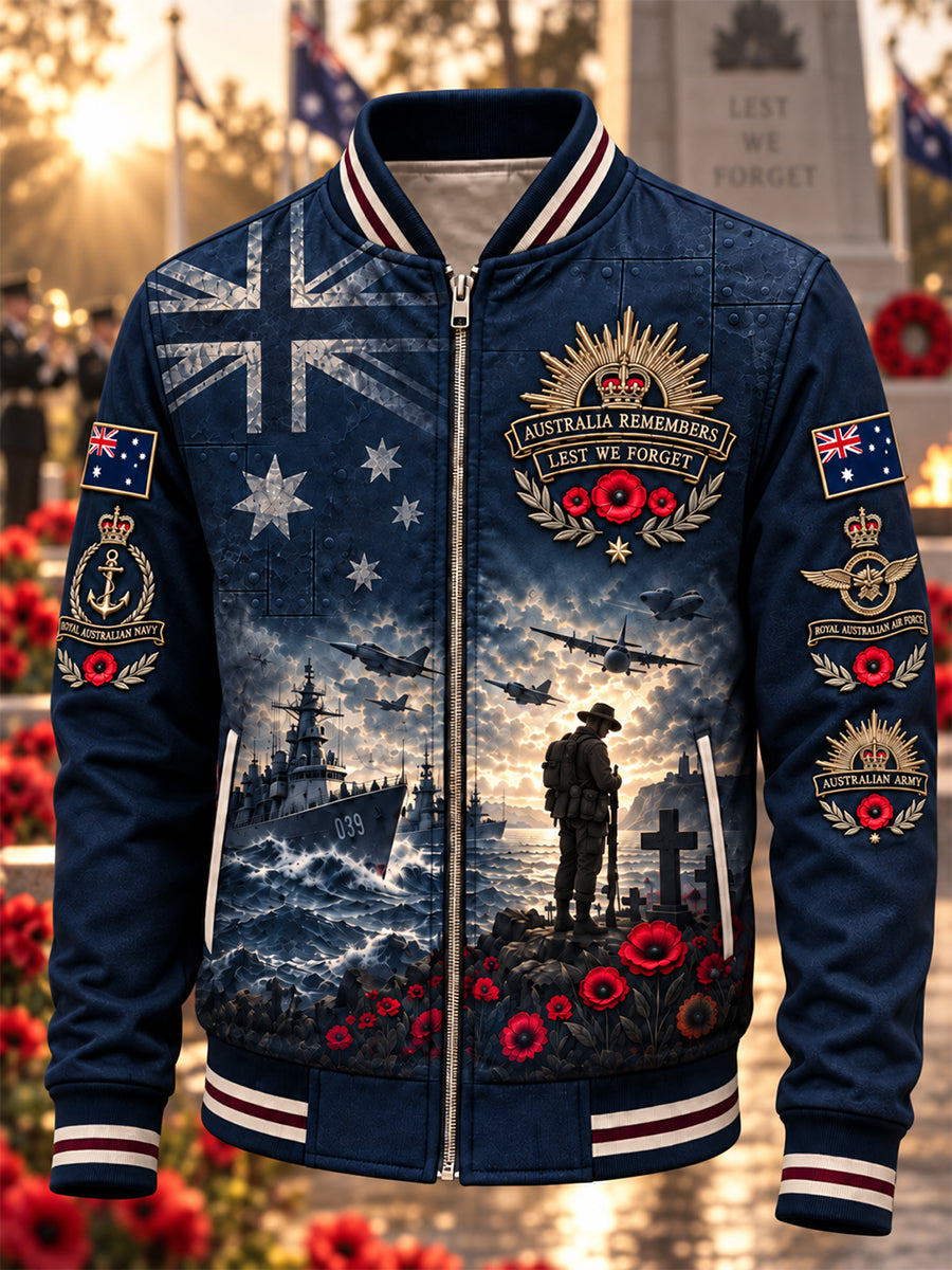 Men's Remembrance Day In Australia Zipper Jacket