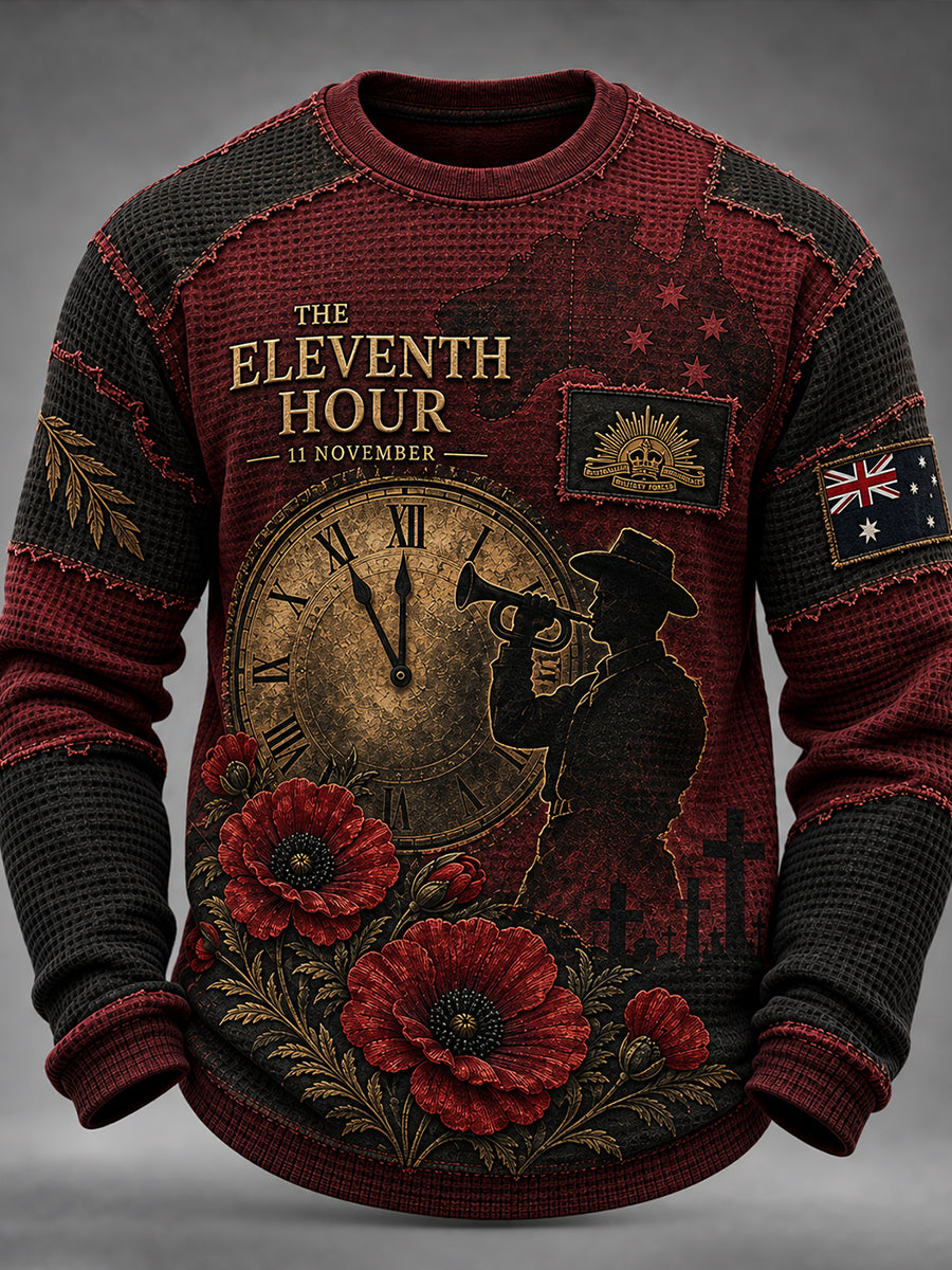 Men's Australian Veteran Remembrance Day Waffle Long Sleeve T-Shirt