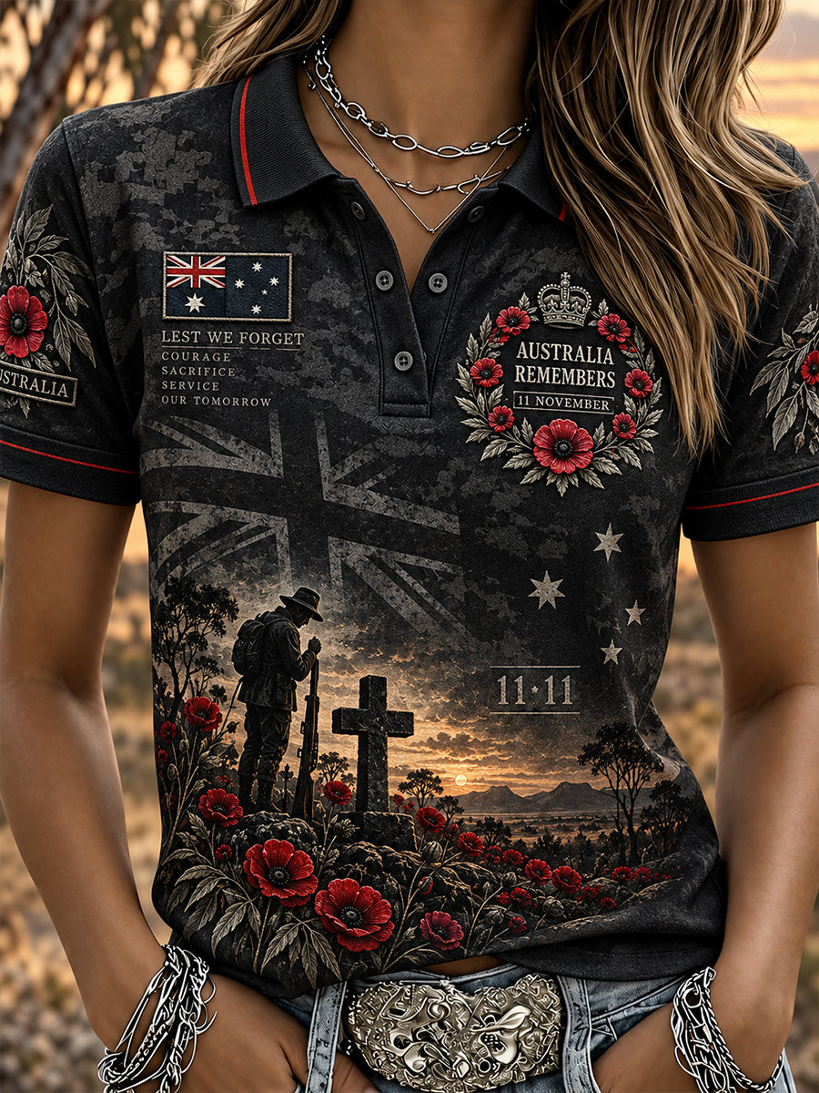 Women's Australian Veteran Remembrance Day Polo T-Shirt