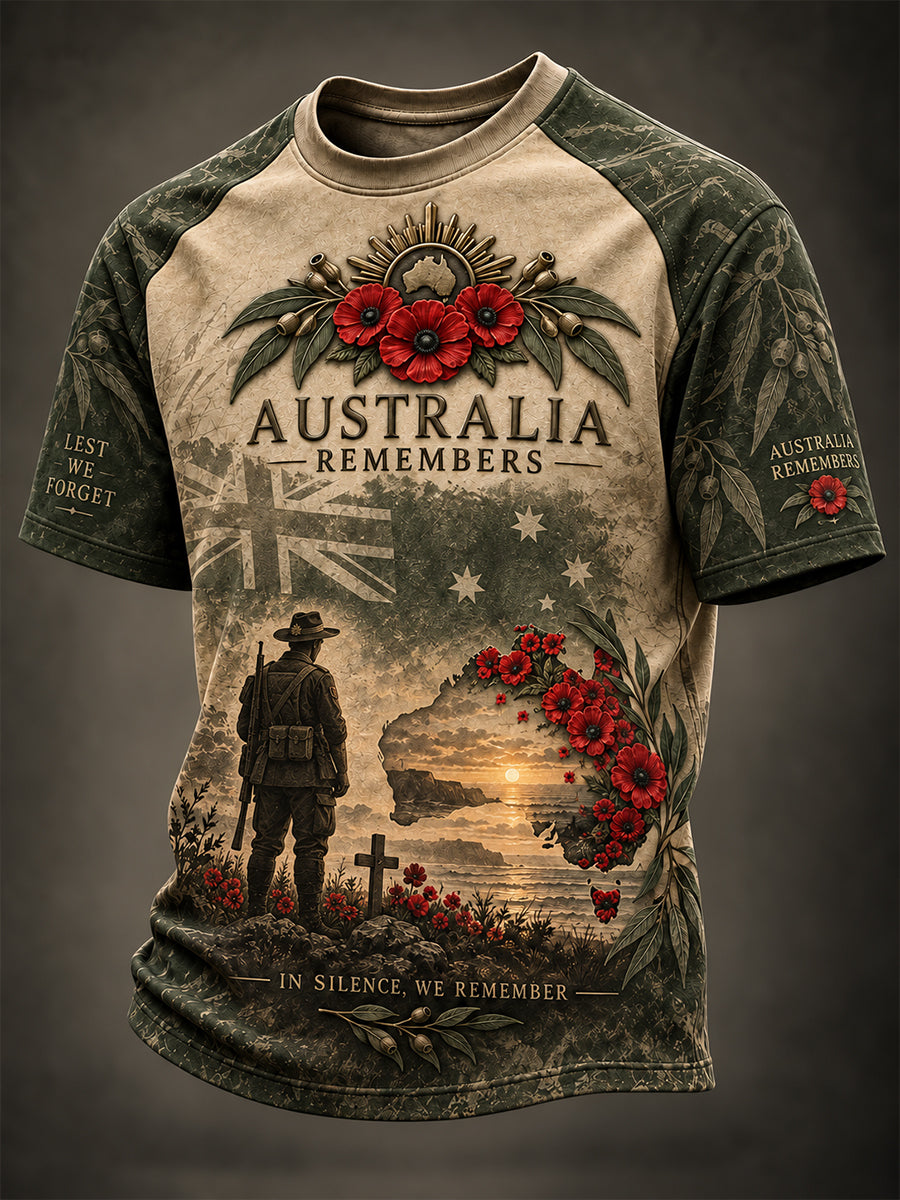 Men's Australian Veterans Remembrance Day Short Sleeves T-Shirt
