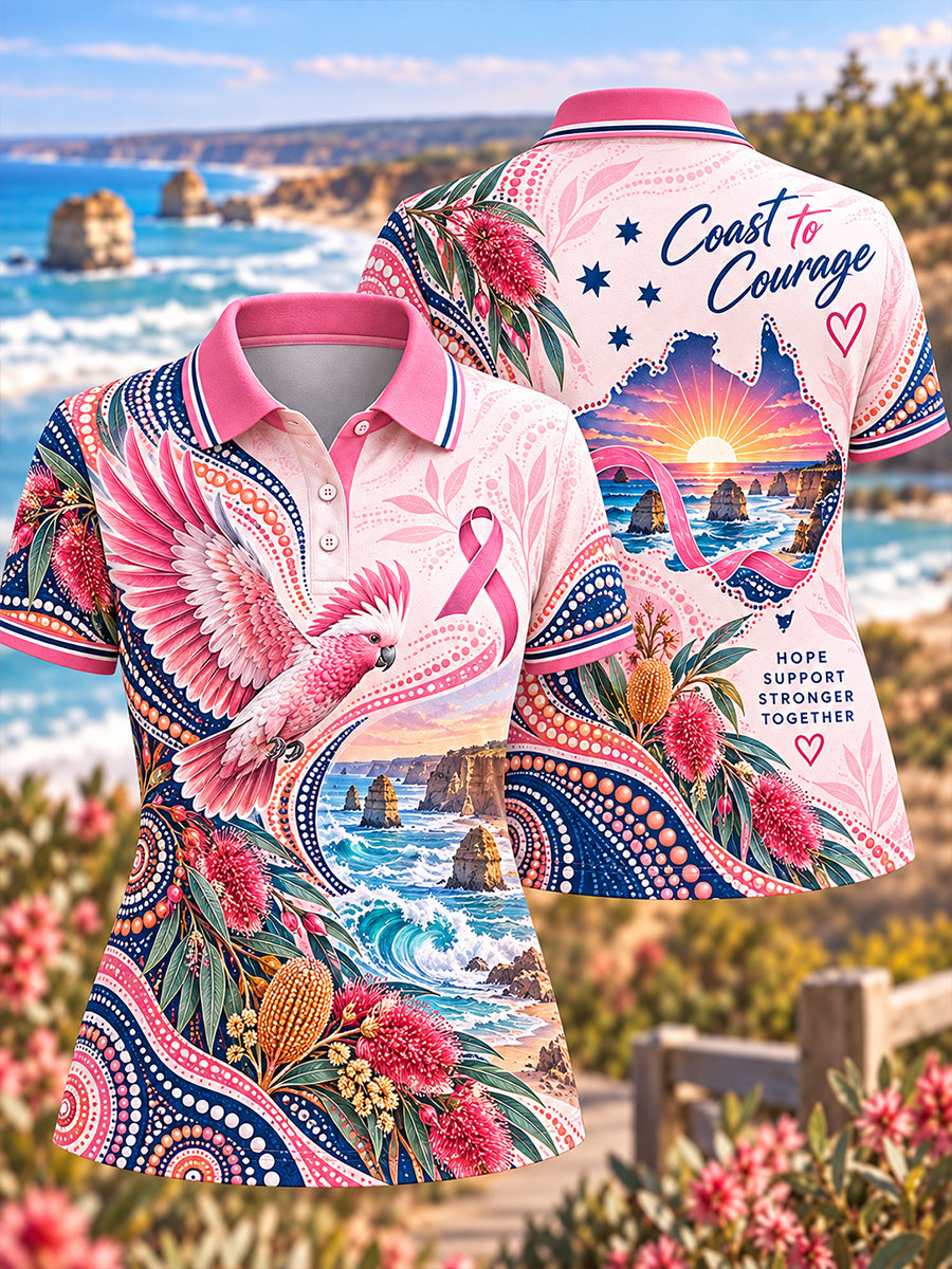 Women's Australian Breast Cancer Awareness Polo T-Shirt