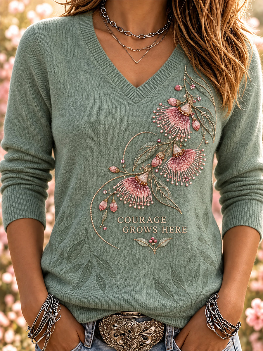 Women's Australian Breast Cancer Awareness V-Neck Sweater