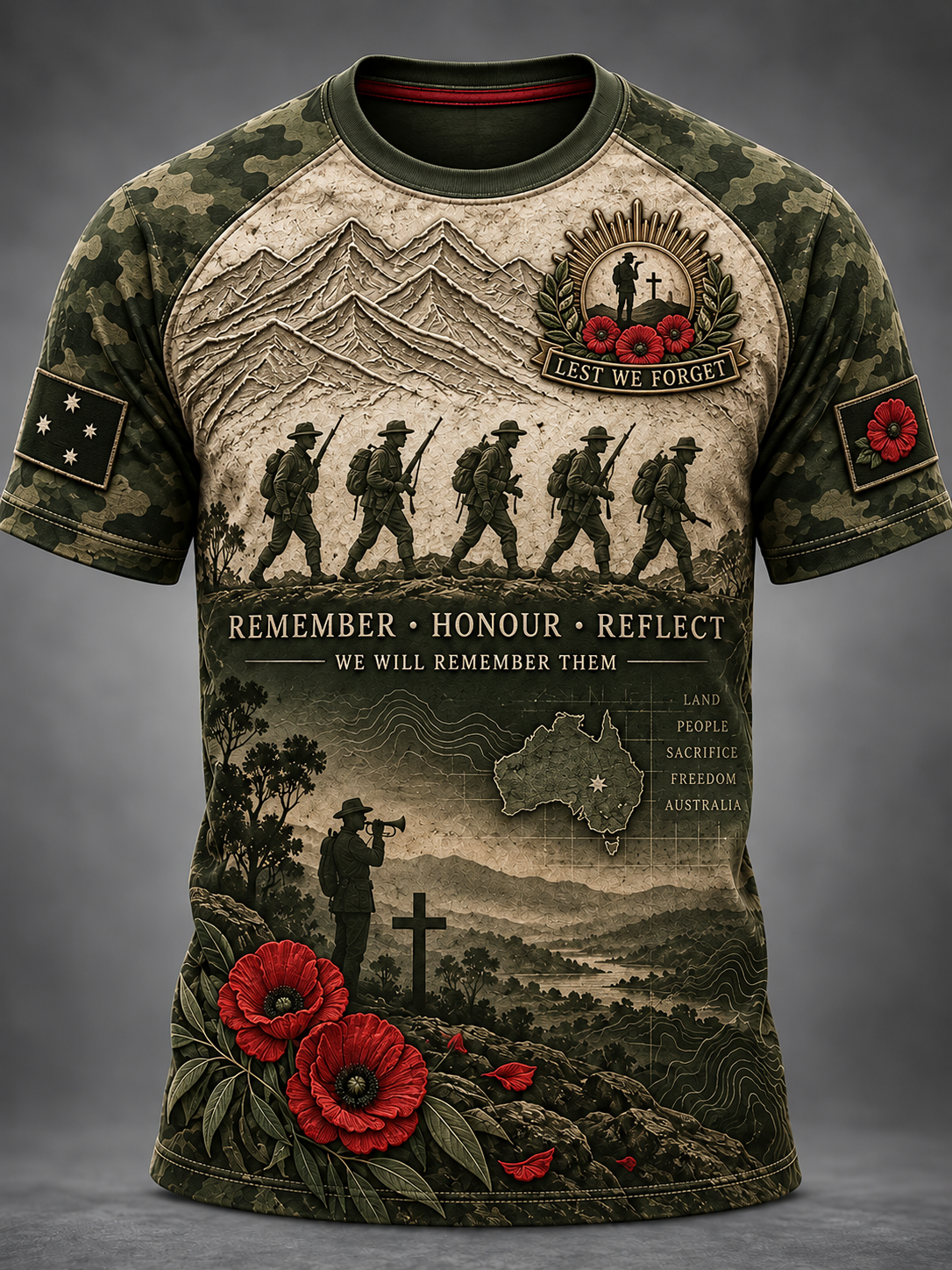 Men's Australian Veteran Remembrance Day Short Sleeve T-Shirt