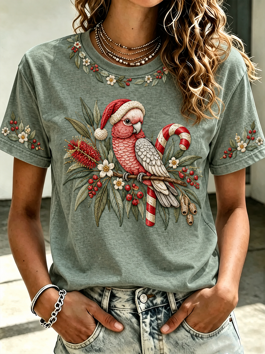 Women's Australian Christmas printed short-sleeved T-shirt