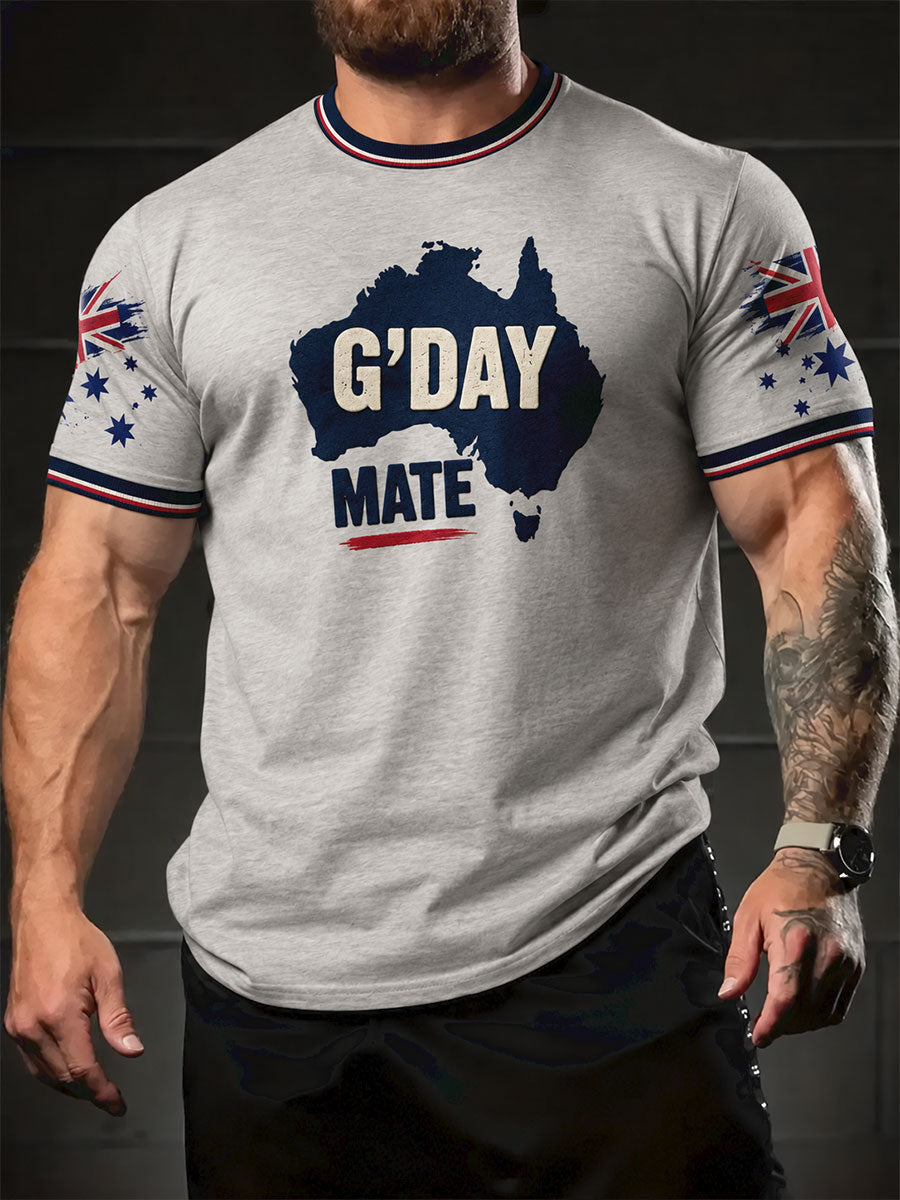 Men's Australia Day Proud Aussie Floral Art Printed t-shirt