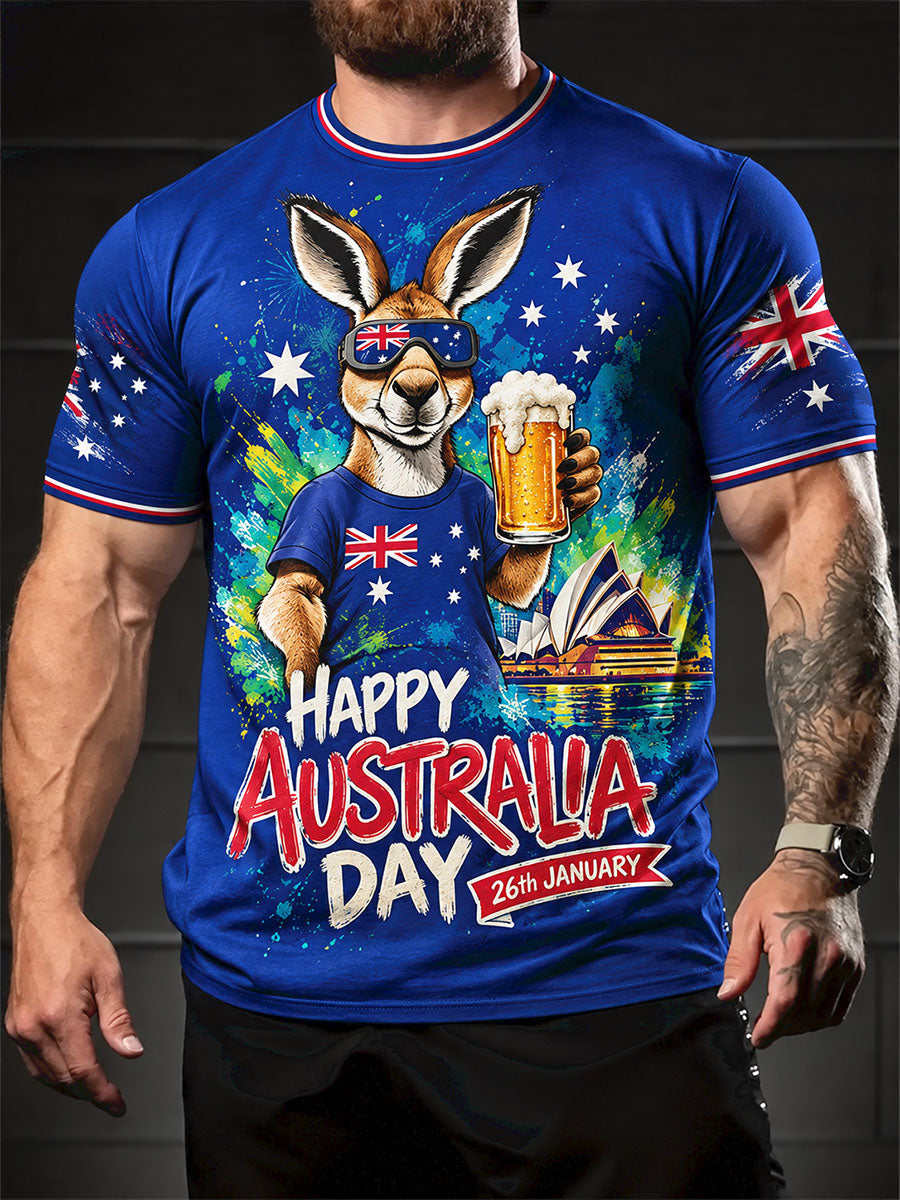 Men's Australia Day Proud Aussie Floral Art Printed t-shirt