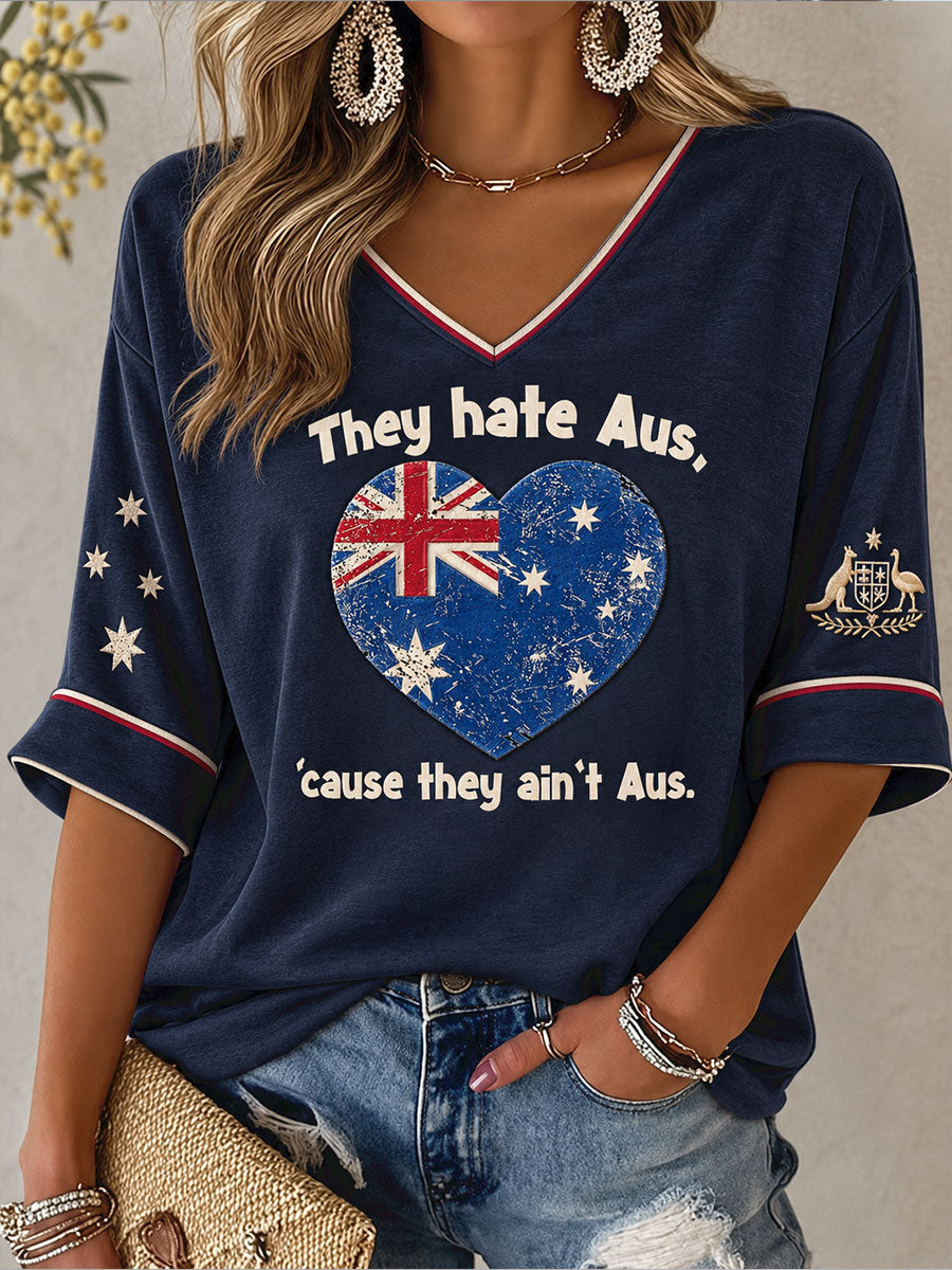 Women's Australia Day Proud Aussie Floral Art Printed T-Shirt