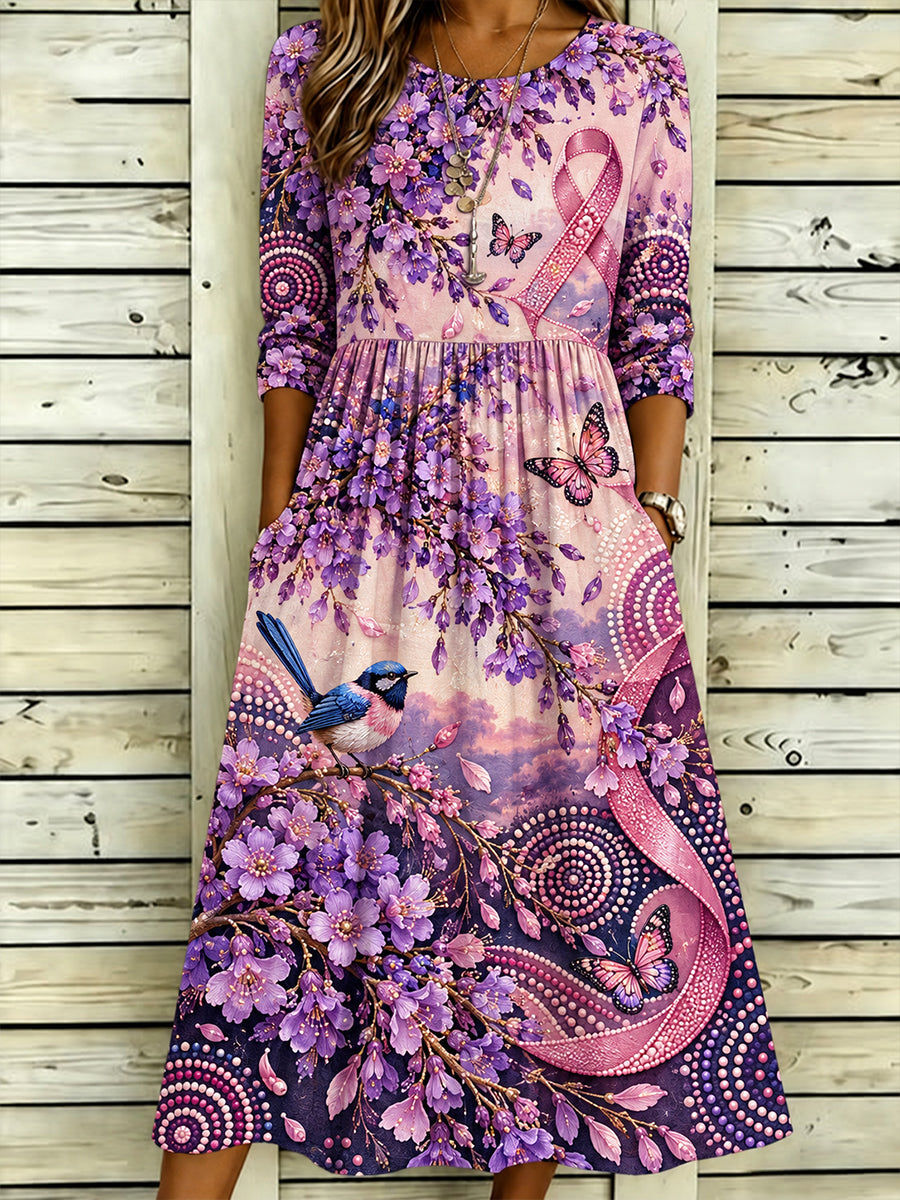 Women's Breast Cancer Awareness And Prevention In Australia Art Printed Linen Dress