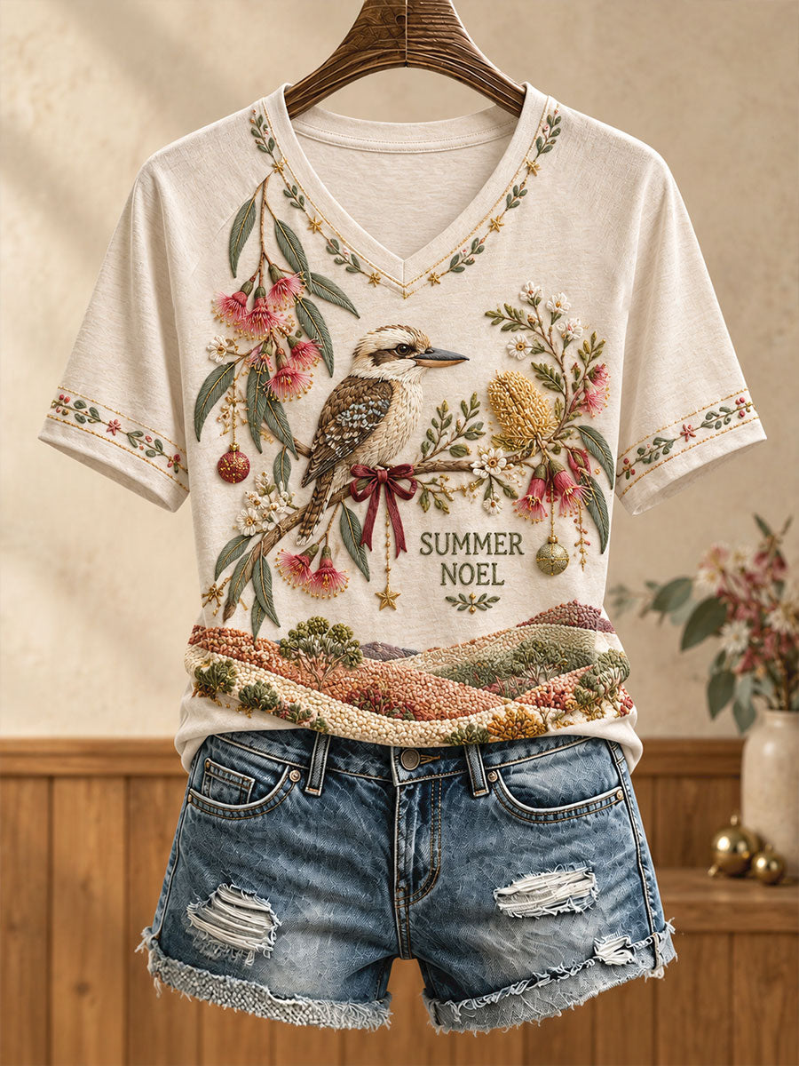 Women's AU Funny Christmas Art Printed T-shirt
