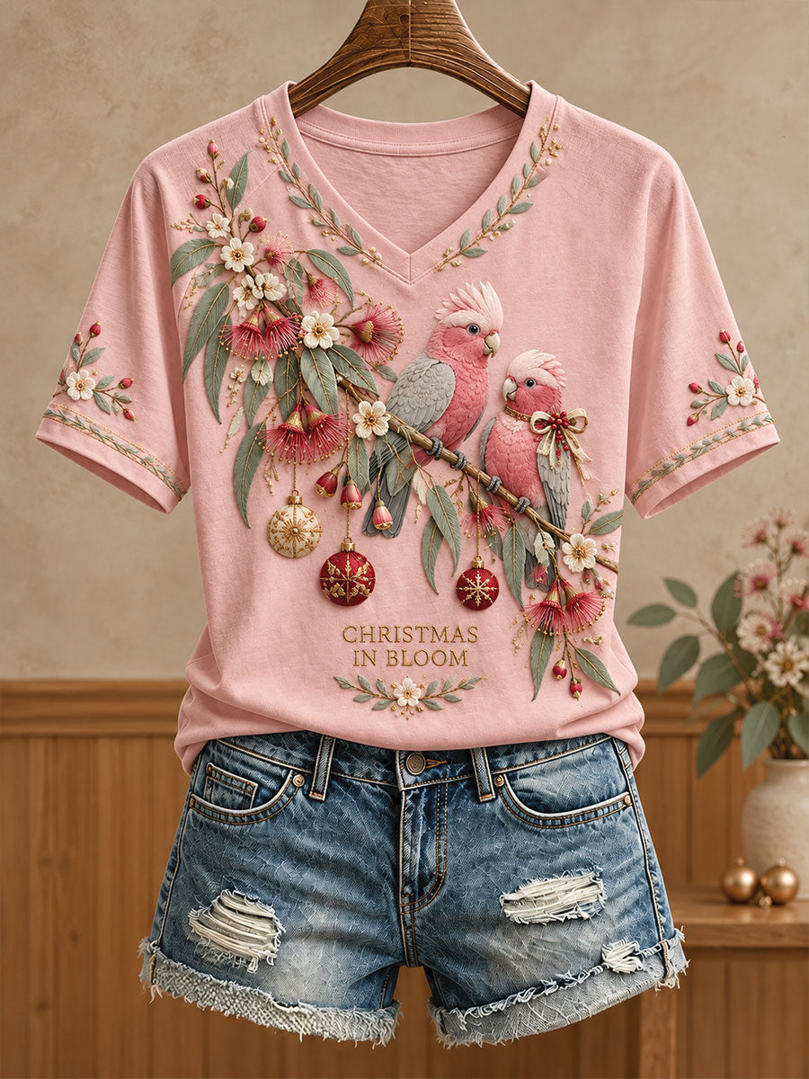 Women's AU Funny Christmas Art Printed T-shirt