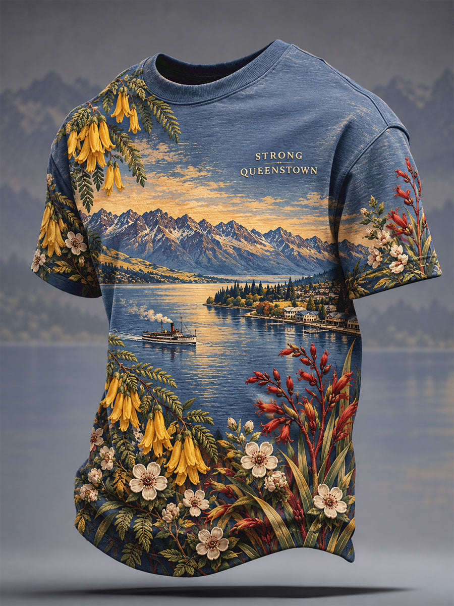 Men's NZ Queentown Strong Art Printed T-shirt