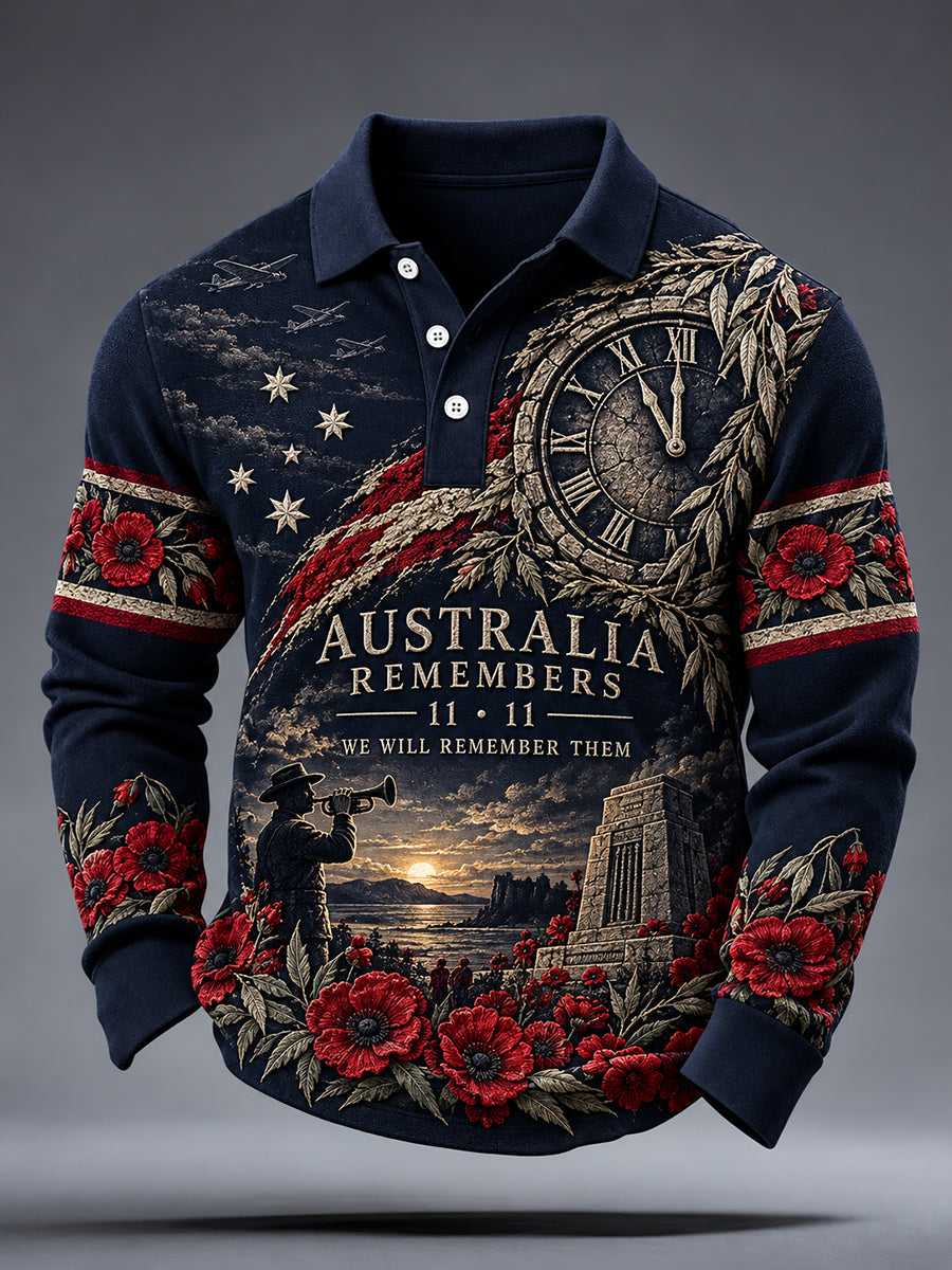 Men's Australian Veteran Remembrance Day Long Sleeve Shirt