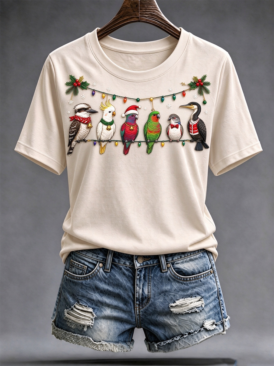 Women's Australian Christmas printed short-sleeved T-shirt