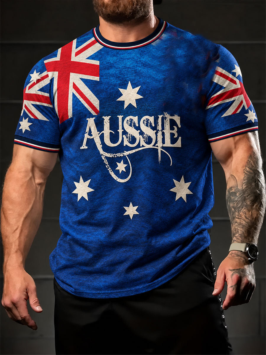 Men's Australia Day Aussie Proud Art Printed T-shirt