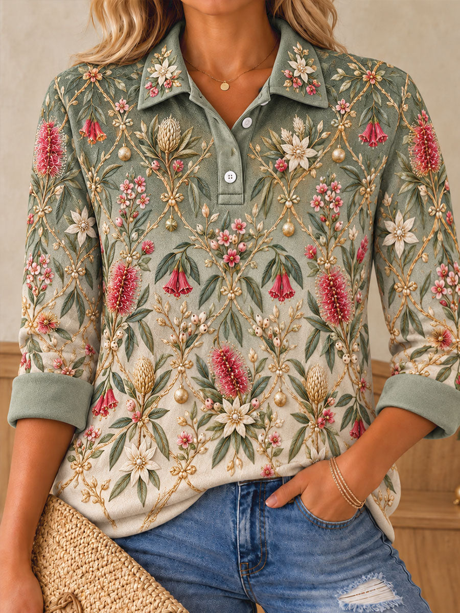 Women's AU Christmas Art Printed Casual Tops