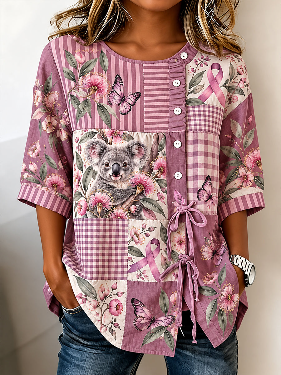 Women's Breast Cancer Awareness In Australia Cotton-Linen Shirt