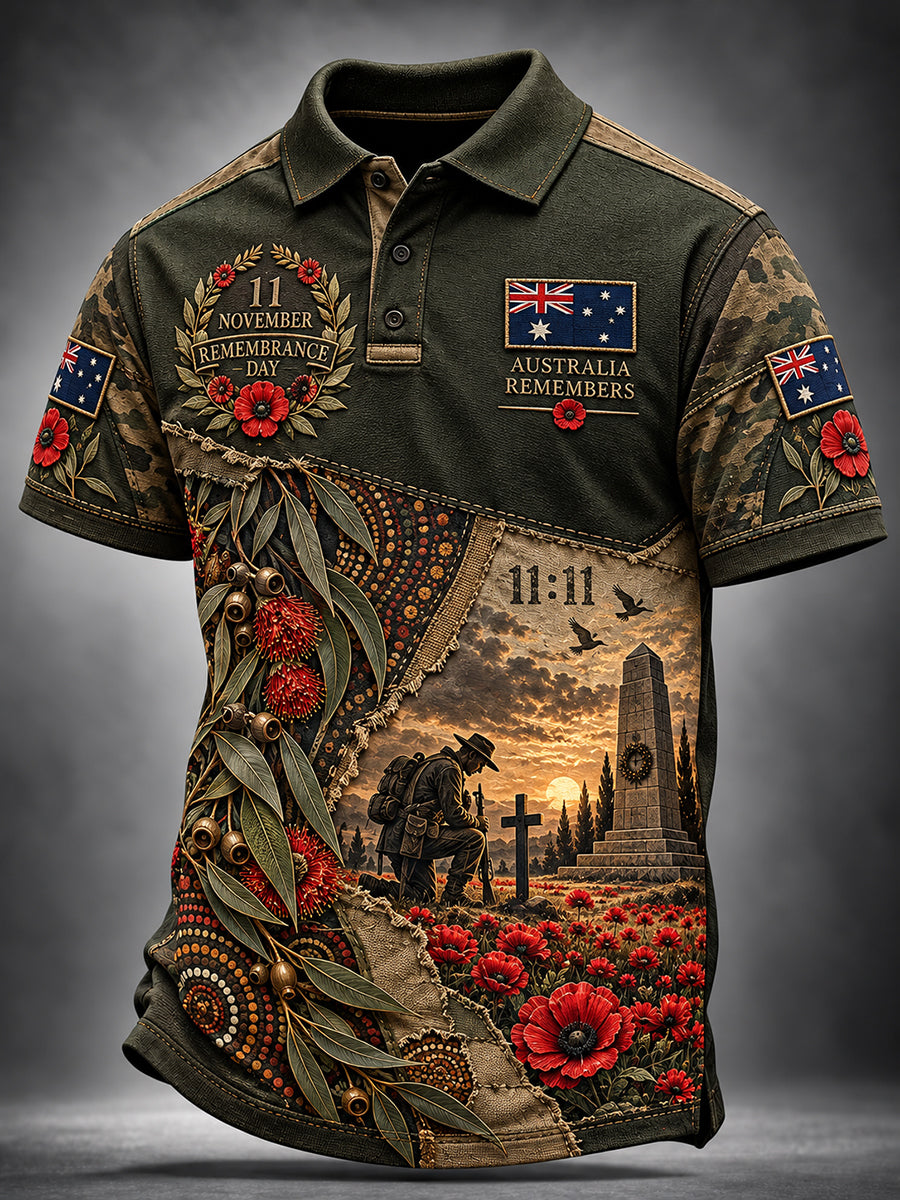 Men's Australia Veterans Remembrance Day Short Sleeve Shirt