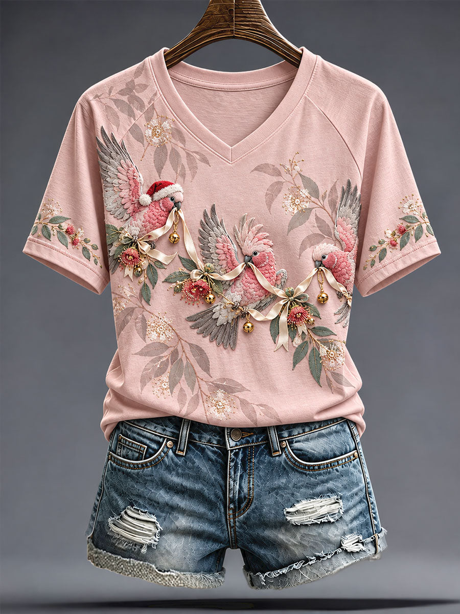 Women's AU Merry Christmas Art Printed T-shirt