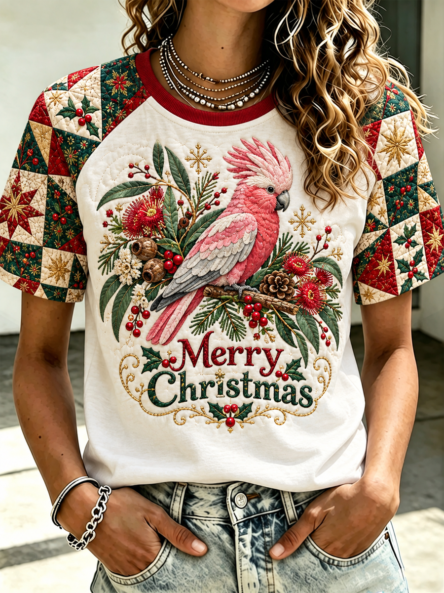 Women's Christmas in Australia Printed round neck short sleeve T-shirt