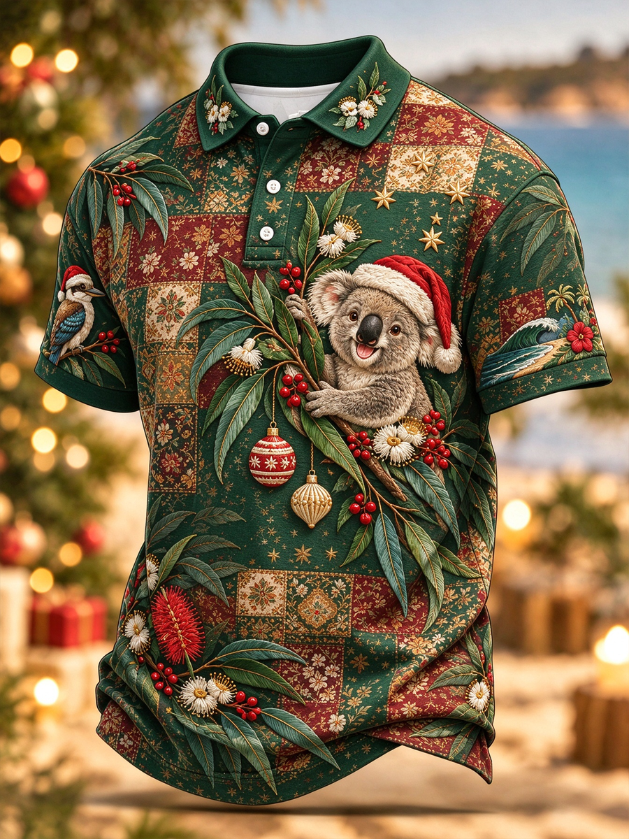Men's Christmas in Australia Printed polo shirt