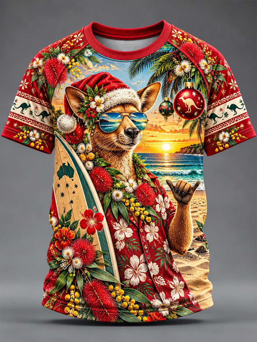 Men's Au Merry Aussie Christmas Art Print Short-Sleeved T-Shirt