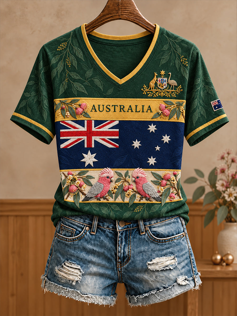 Women's Australia Day Proud Aussie Art Printed Casual Tops