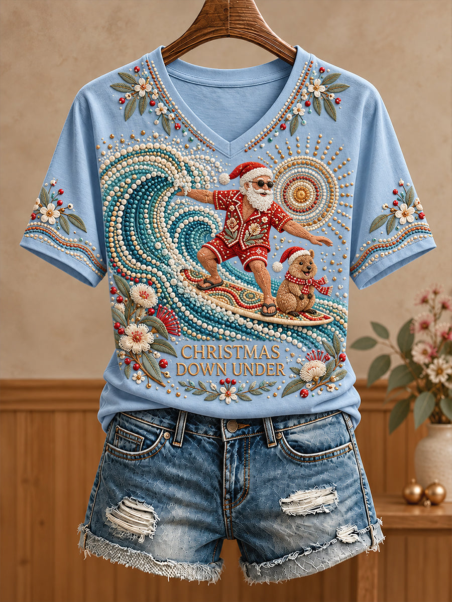 Women's AU Christmas Aboriginal Culture Art Printed T-shirt