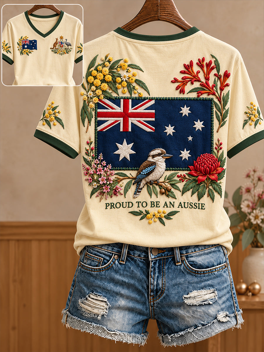 Women's Australia Day Proud Aussie Art Printed Casual Tops