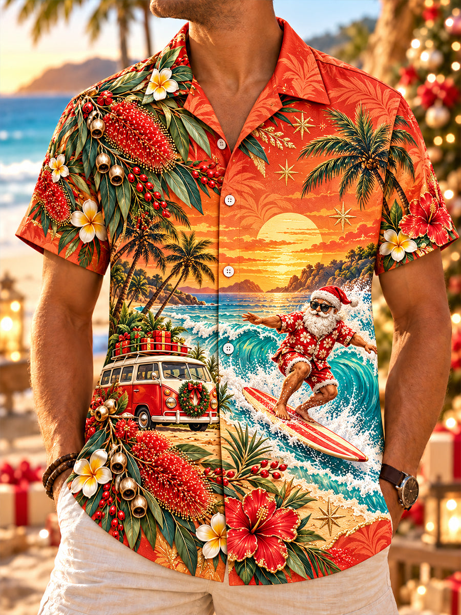Men's Christmas In Australia Art Print Short-Sleeved Shirt