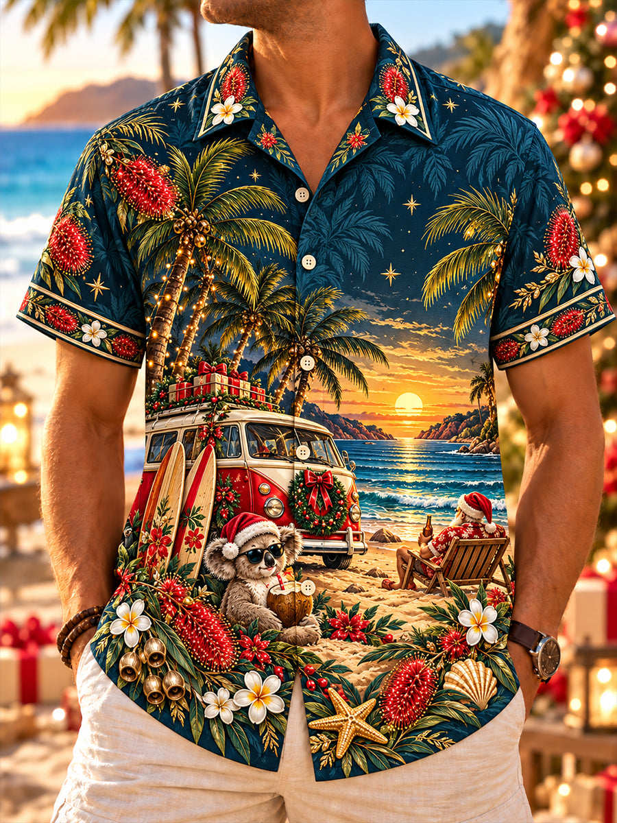 Men's Christmas In Australia Art Print Short-Sleeved Shirt
