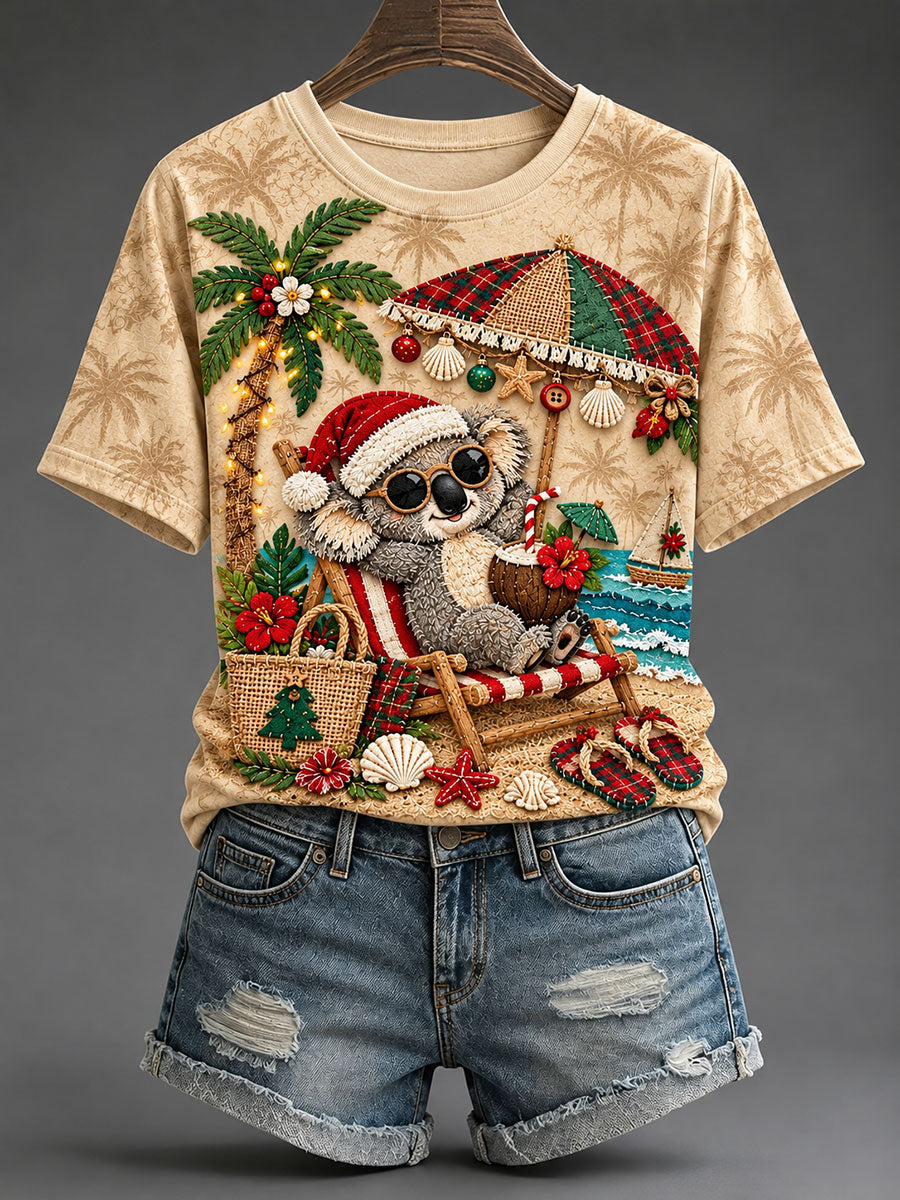 Women's Koala Australia Christmas Print Casual T-Shirt