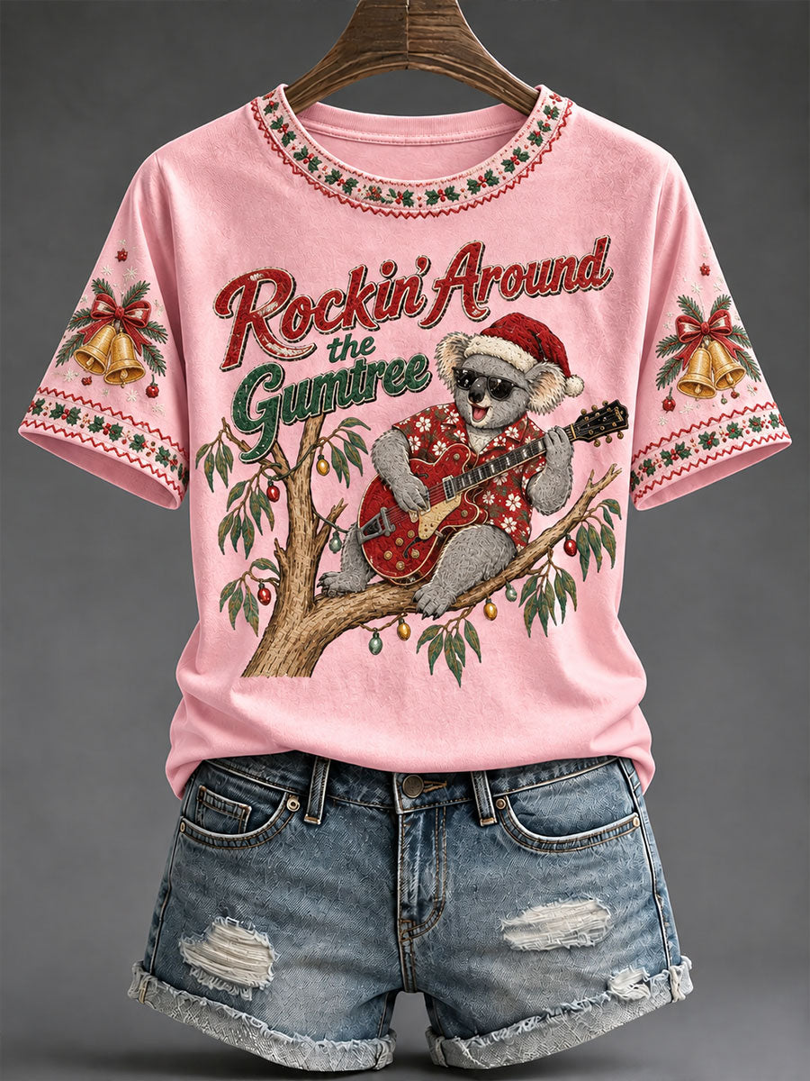 Women's Koala Australia Christmas Print Casual T-shirt