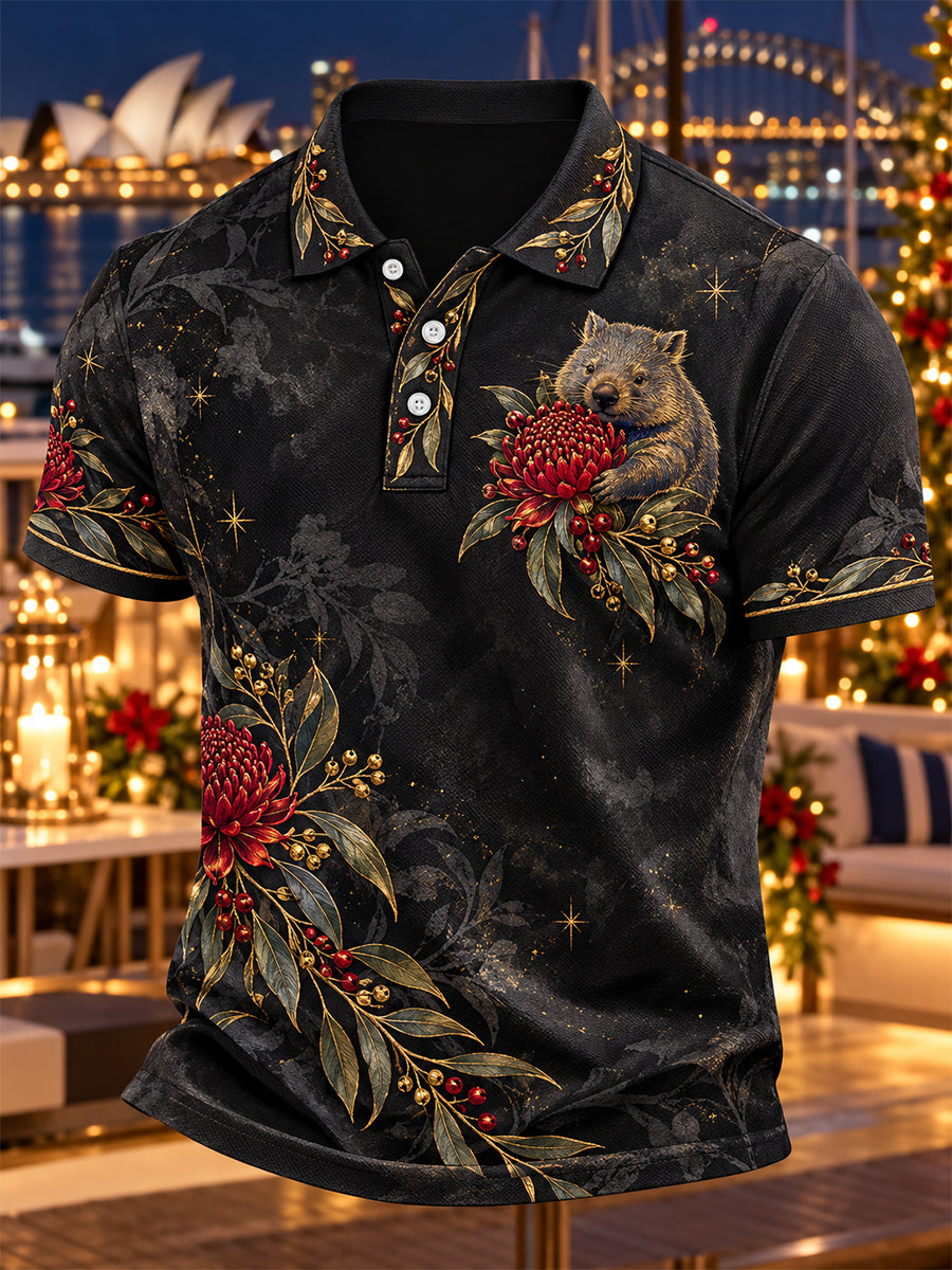 Men's Retro Australian Christmas Polo Shirt