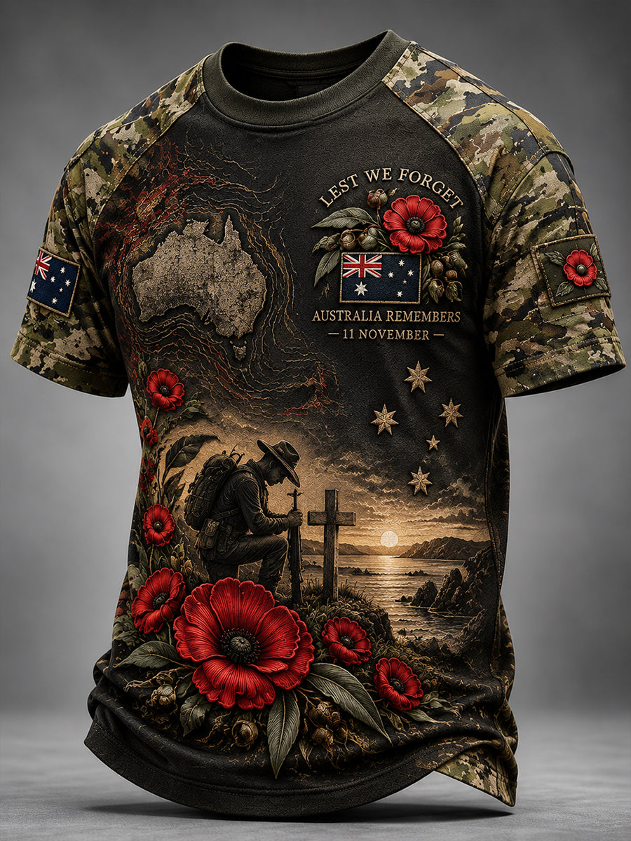 Men's Remembrance Day Australian Veterans Short Sleeves T-Shirt